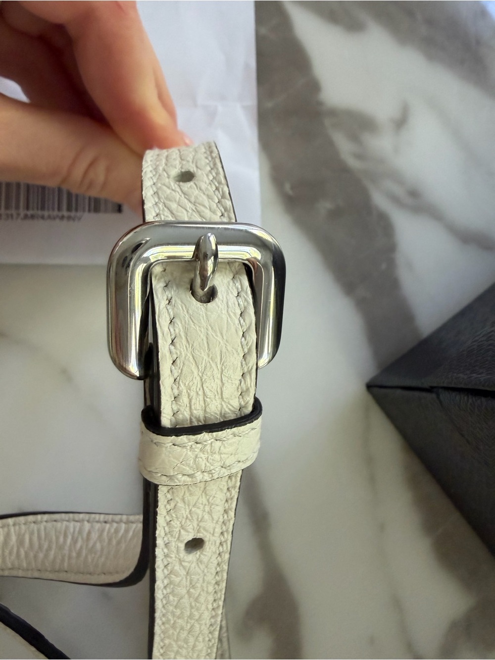 Prada Soft White Leather Crossbody Bag with Logo and Adjustable Leather strap - Picture 8 of 14